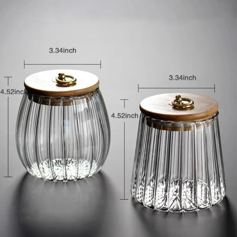 Halloween Glass Candy Jar with Airtight Wood Lid | Canister