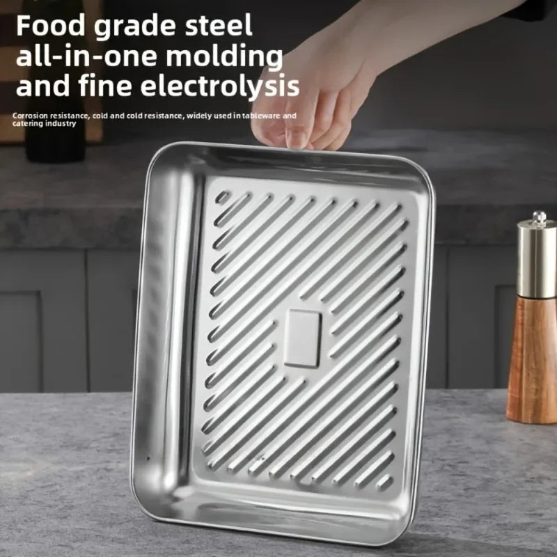 Stainless Steel Covered Rectangular Tray – Dumpling & BBQ Plate