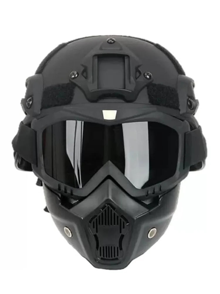 Tactical Full Face Helmet ABS w/ Goggles & NVG Bracket | Airsoft