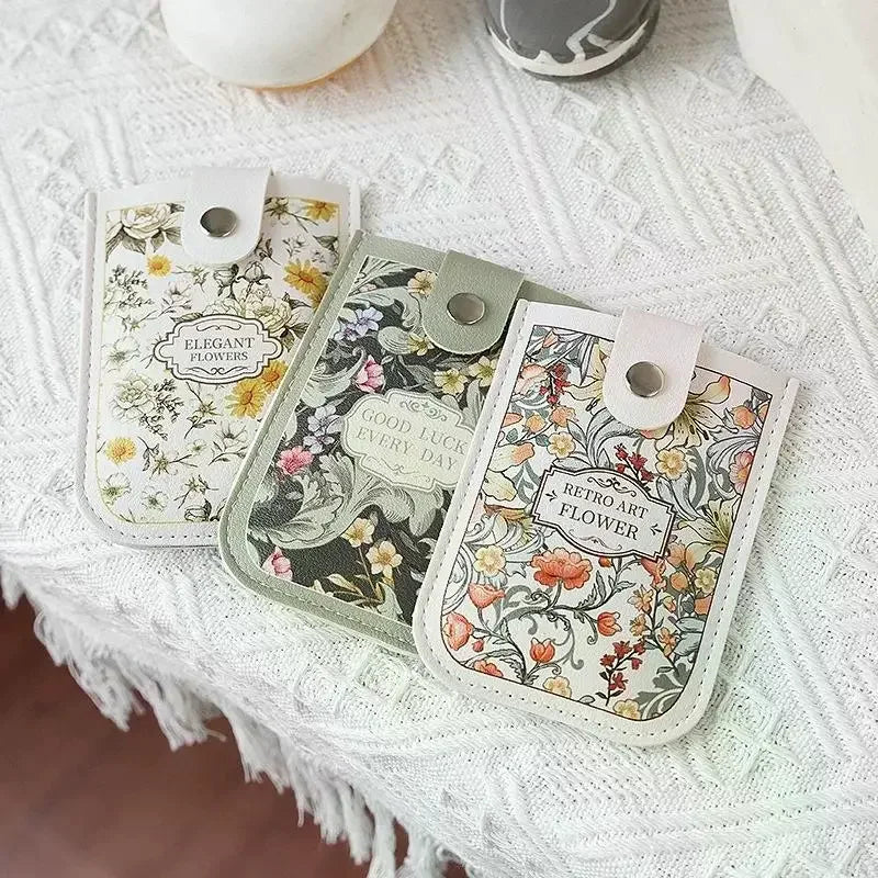 Slim Floral Pull-Out Card Holder Wallet – 5 Slots for Women