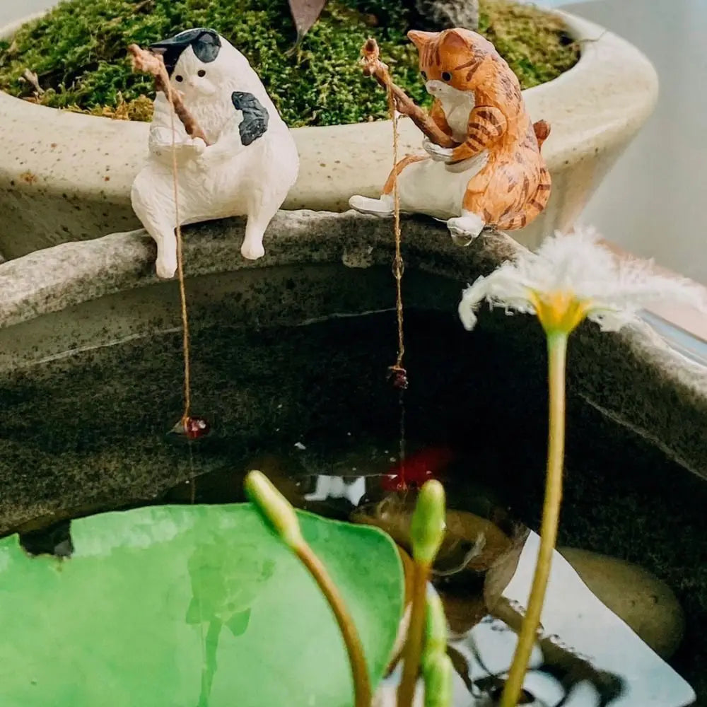Fishing Cat Figurine – Aquarium Fish Tank Ornament Decor