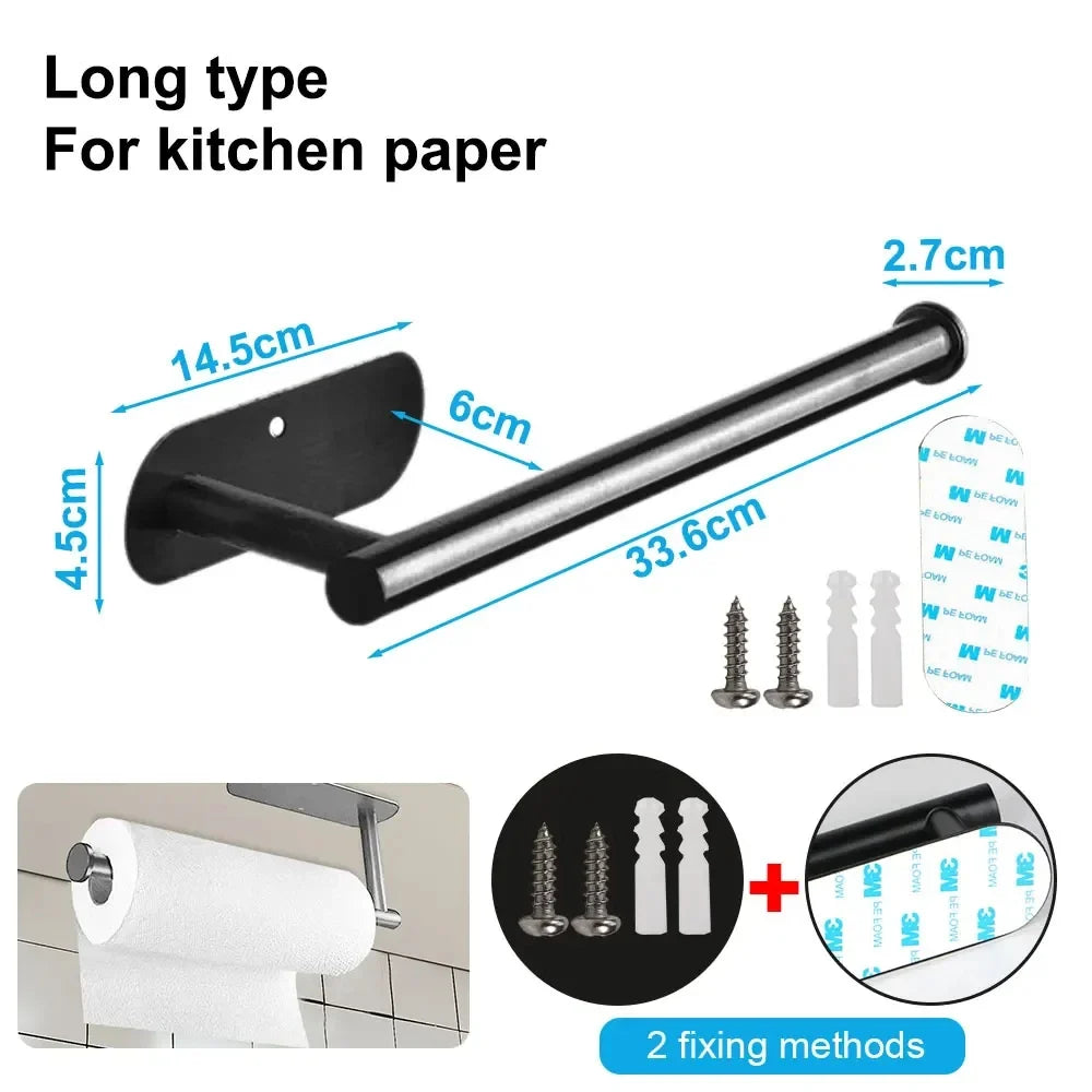 Stainless Steel Adhesive Paper Towel & Toilet Roll Holder