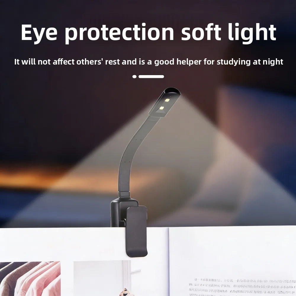 Mini USB Rechargeable Clip-On LED Book Light | 3 Brightness