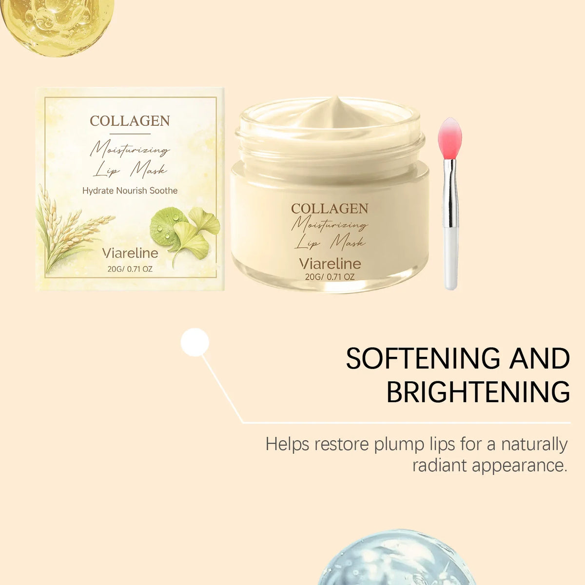 Viareline Collagen Hydrating Lip Mask + Applicator | 20g