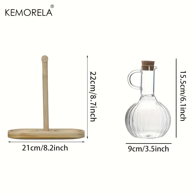 Borosilicate Glass Seasoning Jars with Lid & Wooden Shelf
