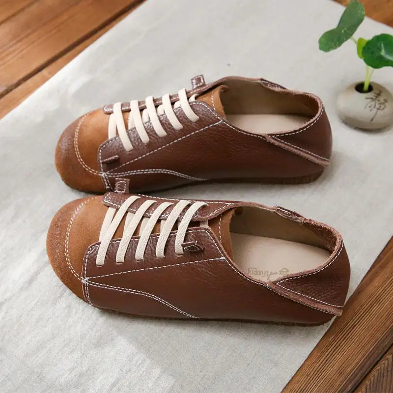 Women's Harajuku Flat Loafers – Wide Toe Lace-Up Slip-On Mules