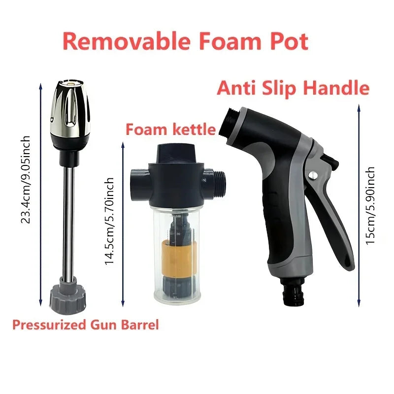 Long-Handle High-Pressure Car Wash Gun with Foam Bottle