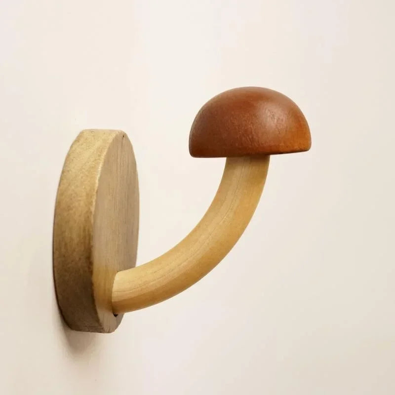 Wooden Mushroom Wall Hook – Self-Adhesive Clothes & Cap Hanger