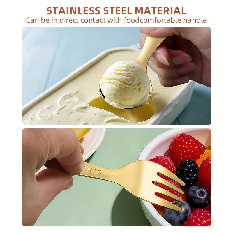 Portable Cutlery Stainless Steel Short Handle Round Head Spoon Mini