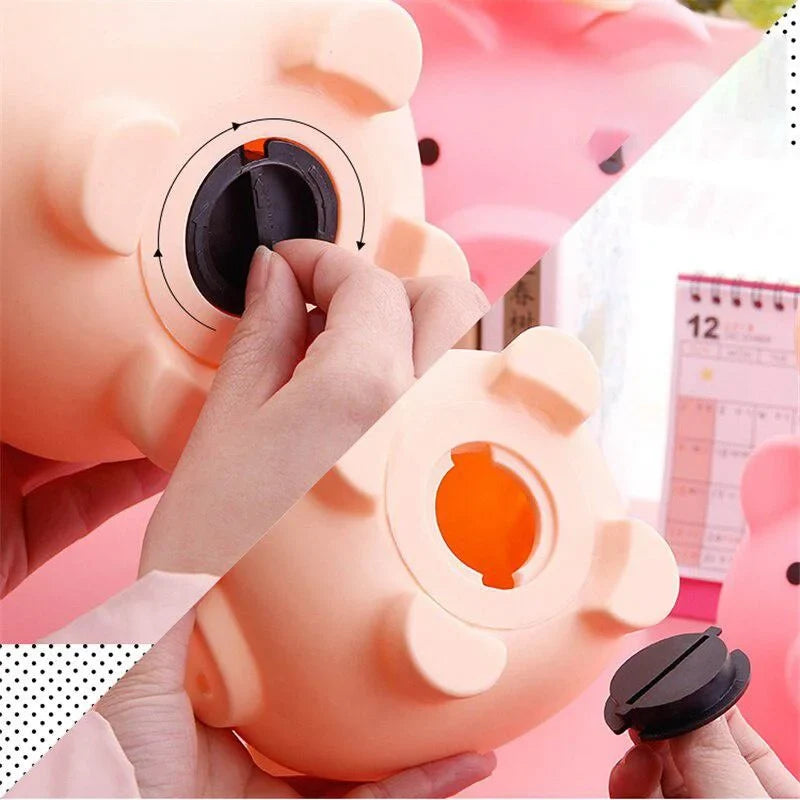 Shatterproof Golden Pig Coin Bank Rubber Piggy Fortune Symbol Kids