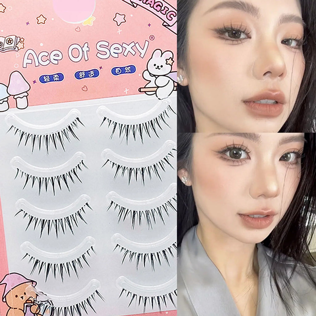 5 Pairs V-Shaped Cluster False Eyelashes | Natural Wispy Lashes