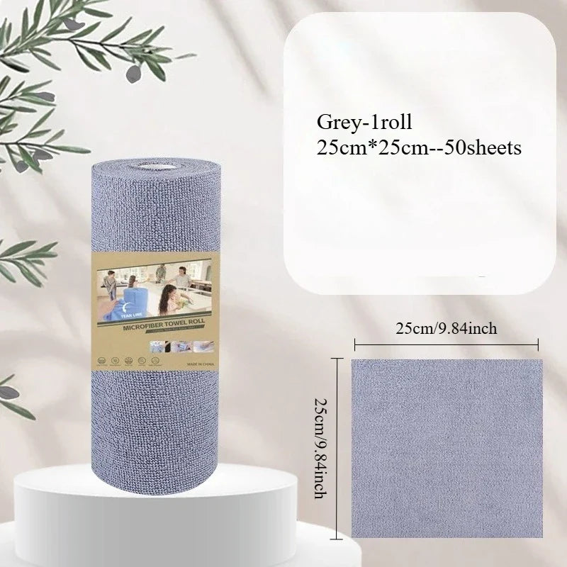 50-Sheet Reusable Microfiber Cleaning Towel Roll | Kitchen Cloth