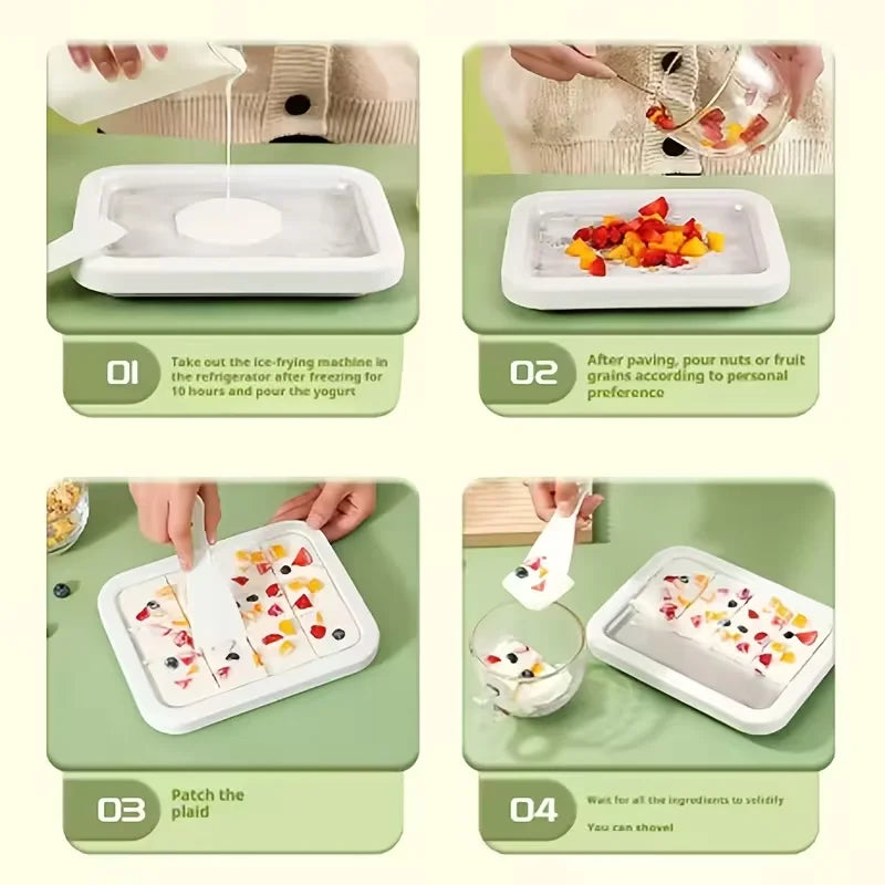 Household Ice Cream Maker Pan 1 Scraper Instant Rolled DIY Sorbet