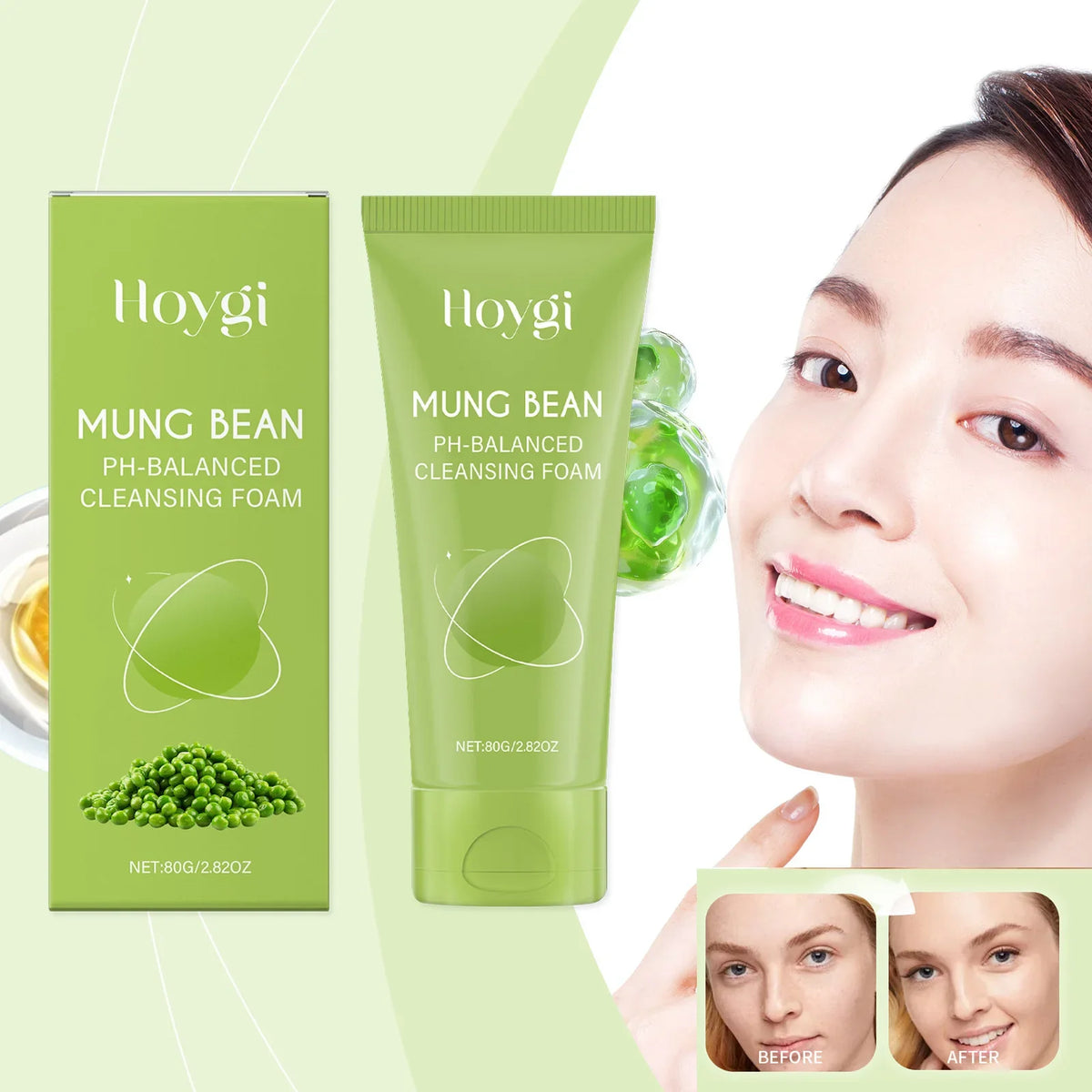 Hoygi Mung Bean Cleansing Foam – pH-Balanced Sensitive Skin
