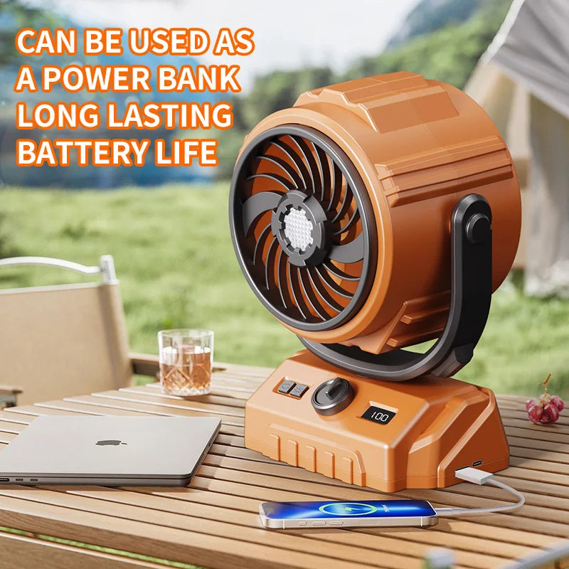 HOMEFISH 6" Rechargeable Camping Fan – 100-Speed & LED Light