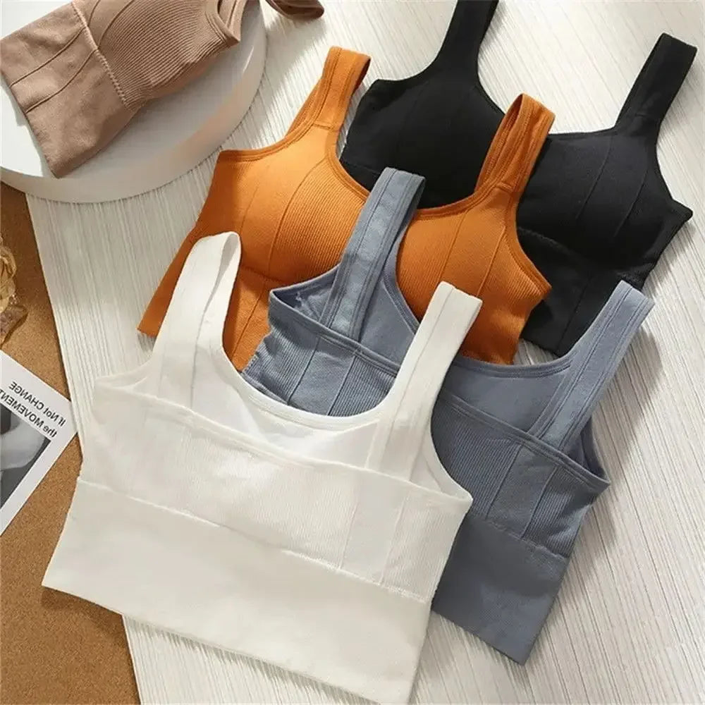 Women's Wireless Padded Sports Bra – Seamless Breathable Gym Vest