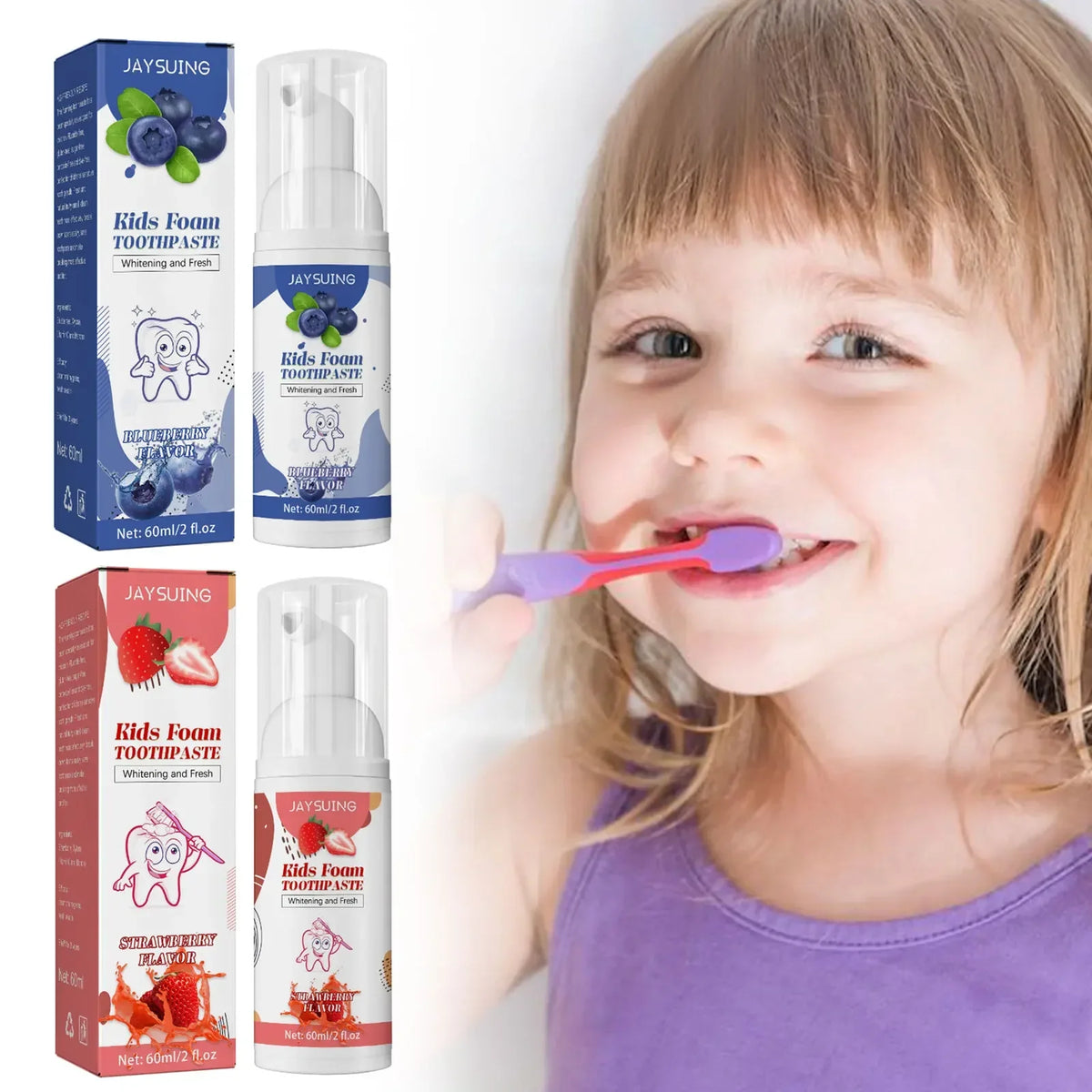 Jaysuing Kids Probiotic Foam Toothpaste – Fruit Flavor 60ml