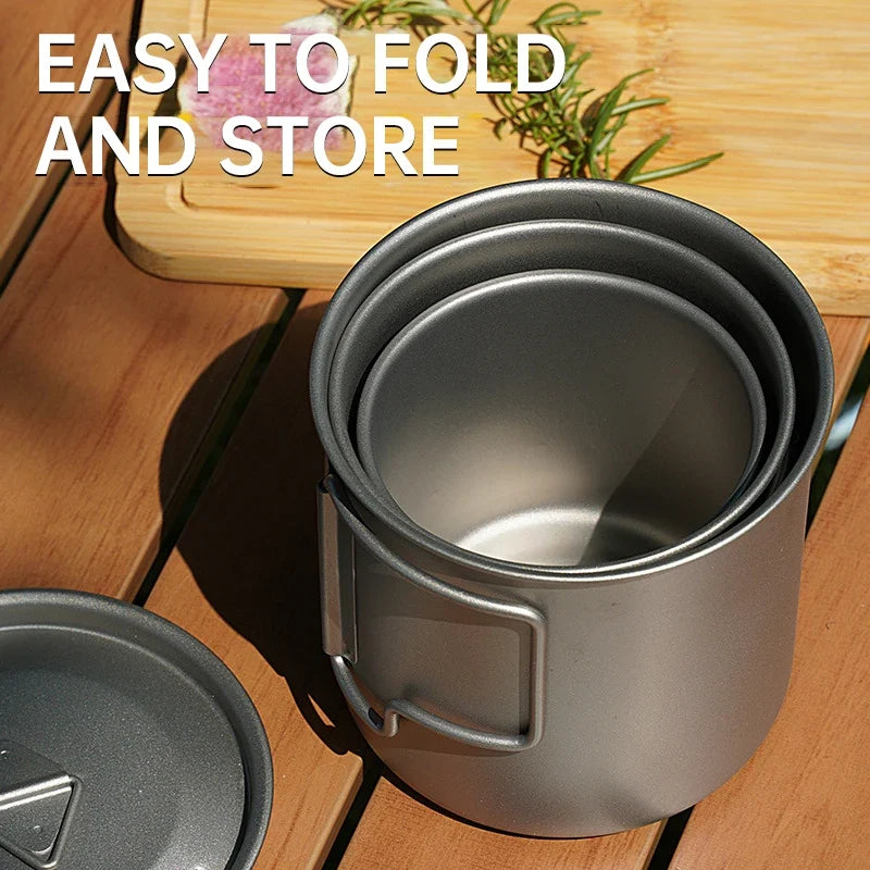 Pure Titanium Folding Camp Mug – Lightweight 220–750ml Cup
