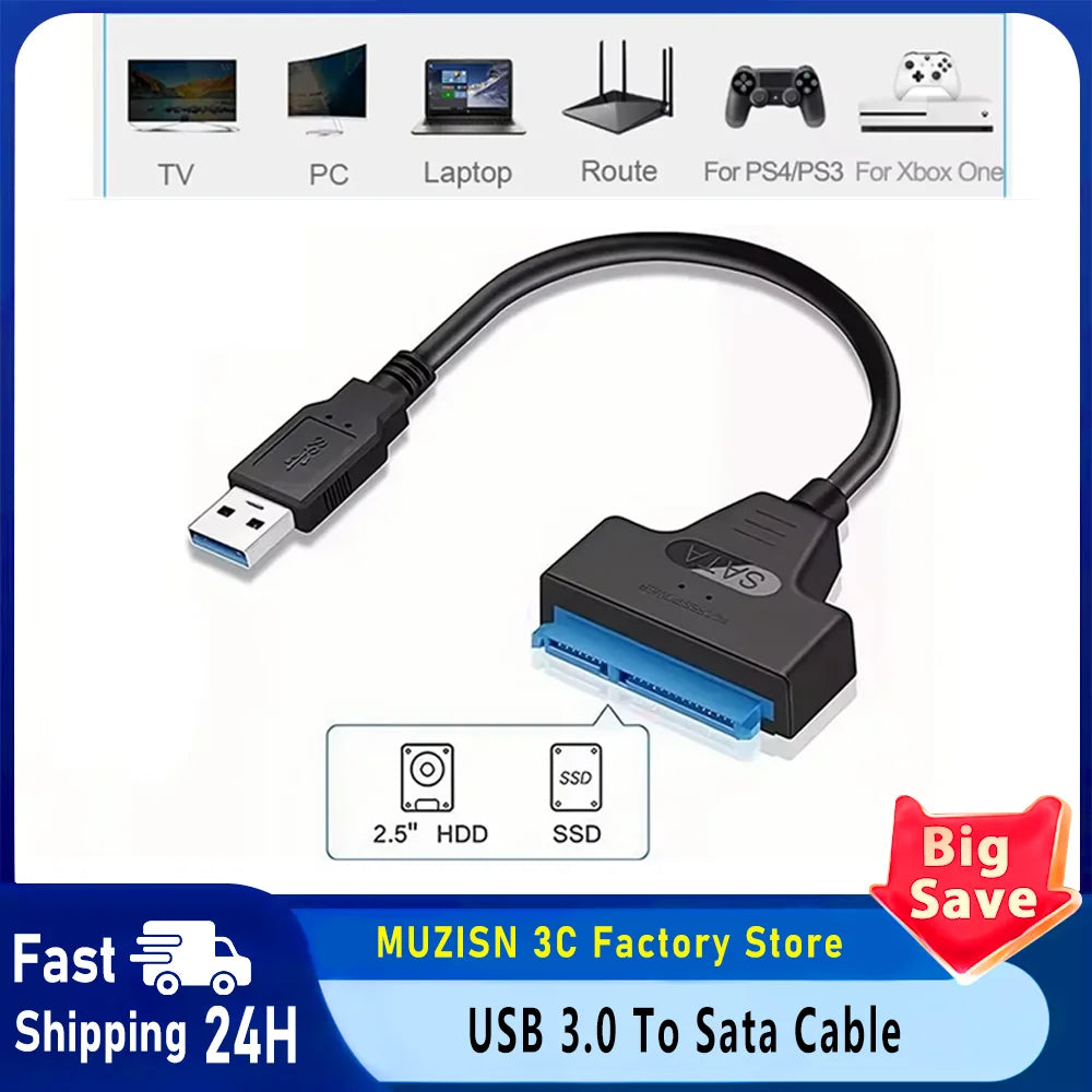 SATA to USB 3.0 Adapter Cable for 2.5" HDD & SSD | 6 Gbps