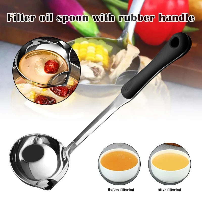 Stainless Steel Soup Ladle with Strainer Filter | Large Spoon