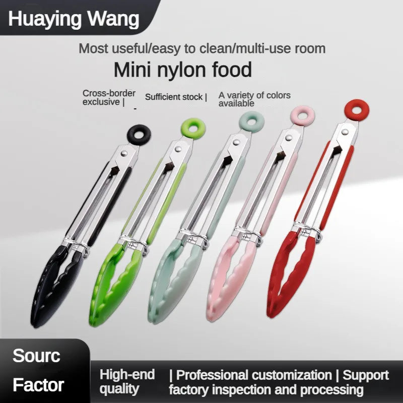 7-Inch Nylon Stainless Steel BBQ Food Clip | Kitchen Tongs