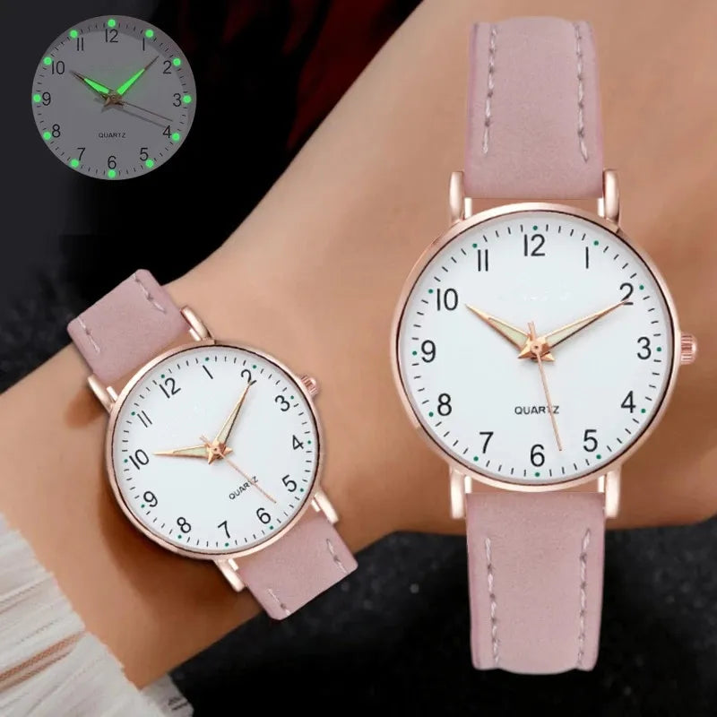 Women's Diamond-Studded Luminous Retro Quartz Watch | Leather Strap