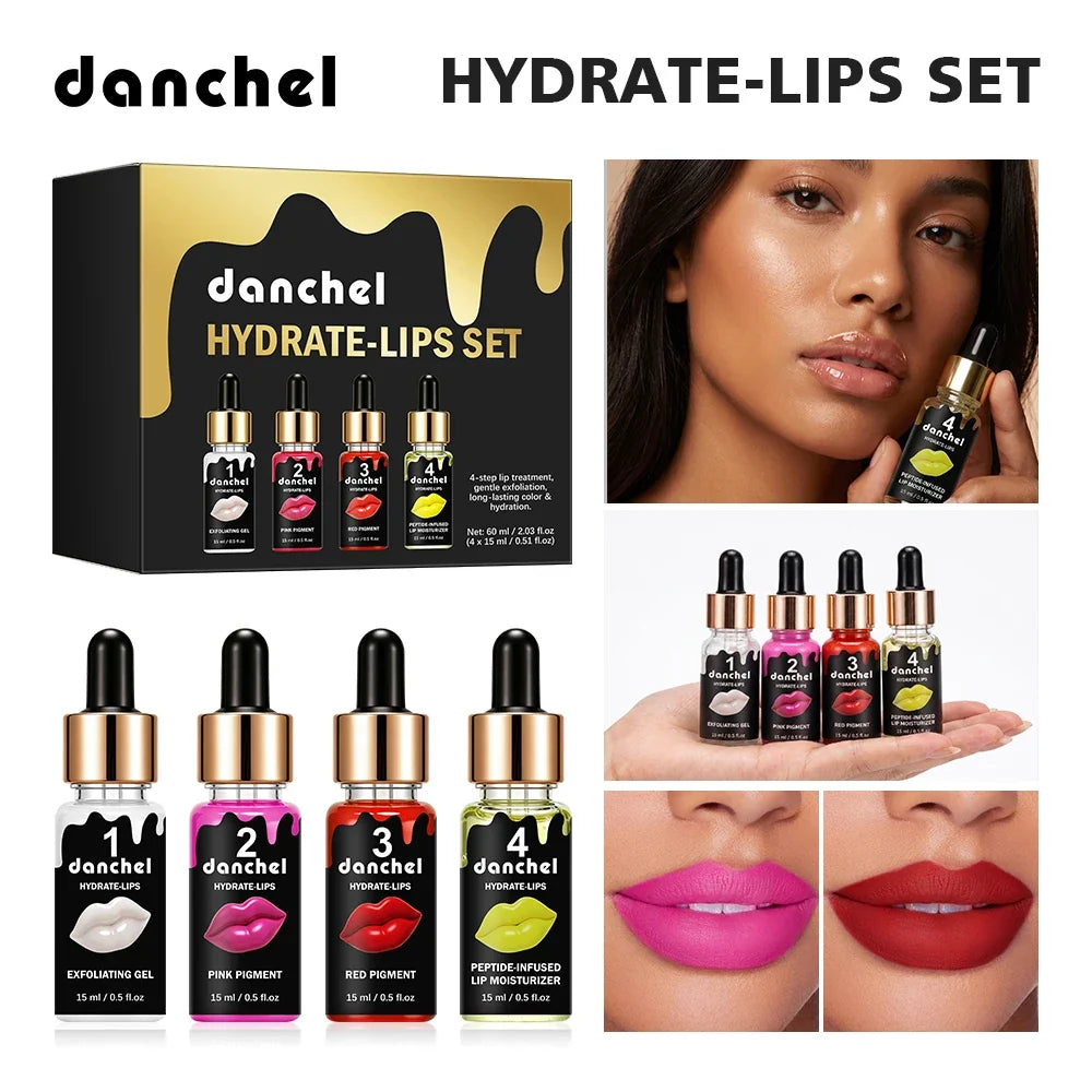 Korean BB Lip Glow 4-in-1 Ampoule Serum Tinted Lip Set