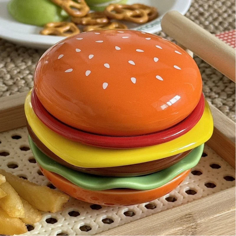 Hamburger Shaped Bone Dish & Dipping Plate Set | Fun Dinnerware