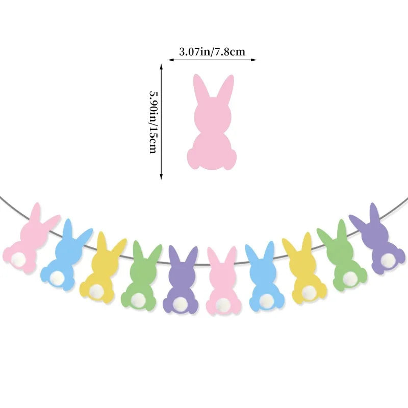 Easter Party Decoration Set – Bunny Flag & Flower Pull Banner