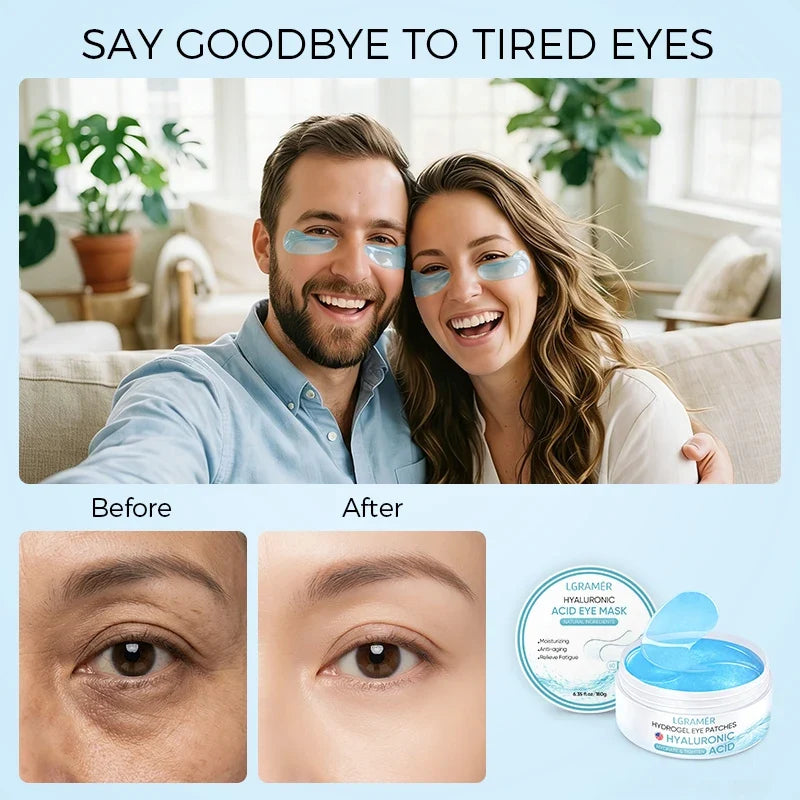 LGRAMER Hyaluronic Acid Under Eye Patches – 60 Collagen Pads