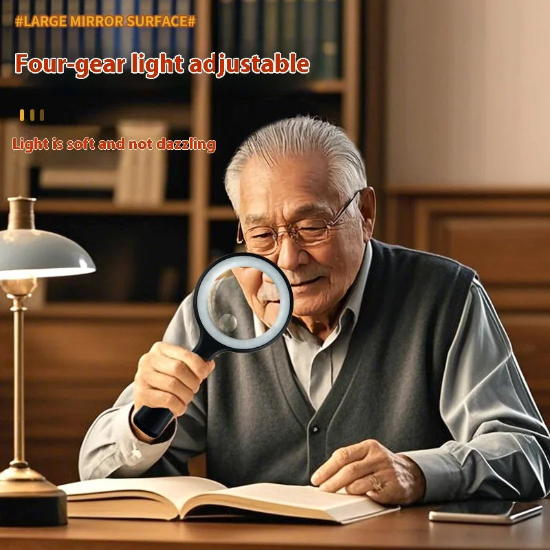 Rechargeable Handheld Magnifying Glass with LED Light