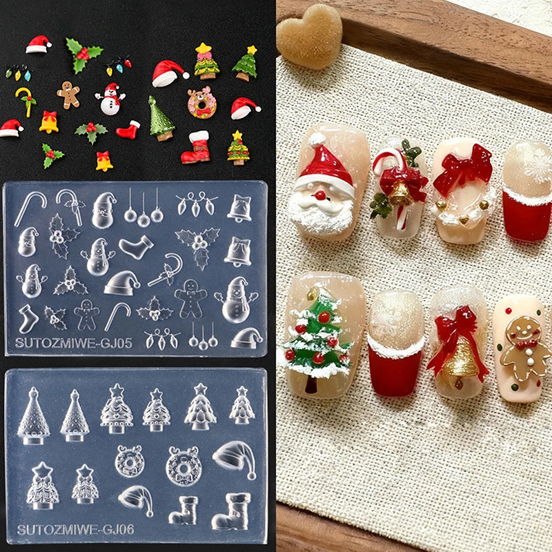 3D Christmas Silicone Nail Mold – DIY Nail Art Template