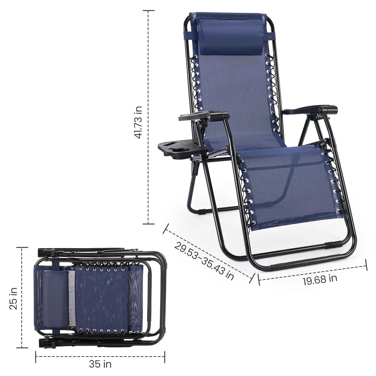 Zero Gravity Recliner Chair – Folding Patio Lounge & Cup Holder
