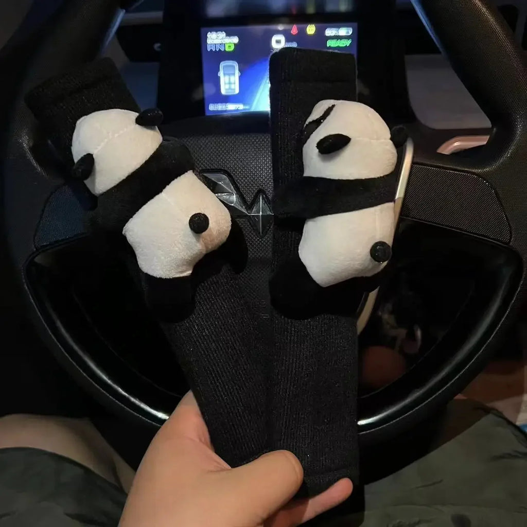 Cartoon Panda Plush Seat Belt Shoulder Pad | Car Accessory