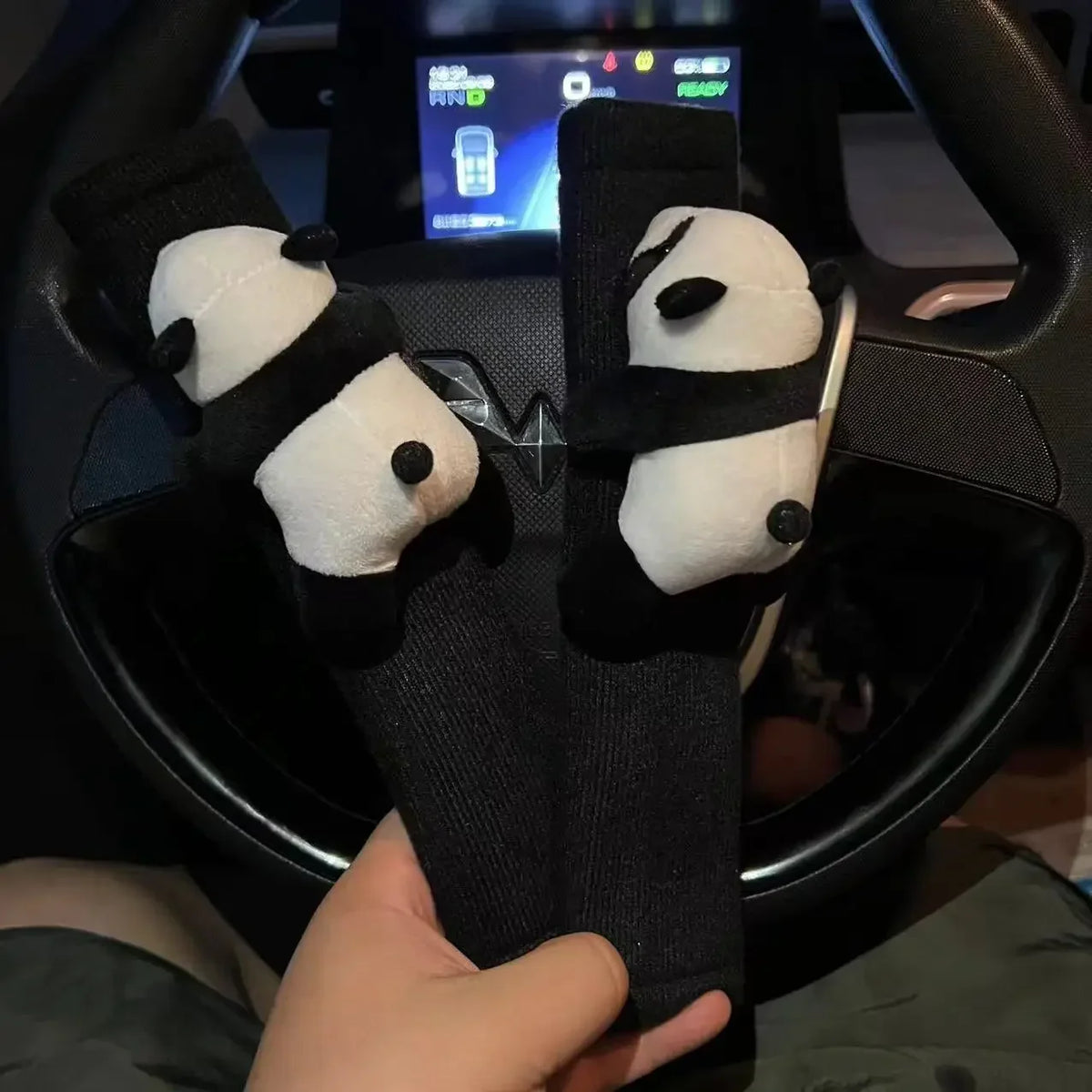 Cartoon Panda Plush Seat Belt Shoulder Pad | Car Accessory