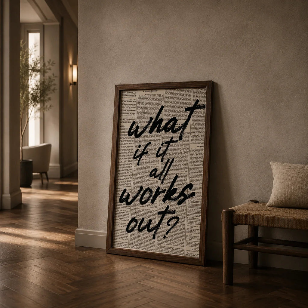 Motivational Quotes Canvas Wall Art – Minimalist Newspaper Print