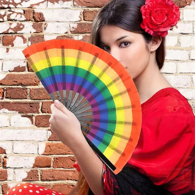 Rainbow Folding Fan – Dance, Wedding & Cosplay Prop