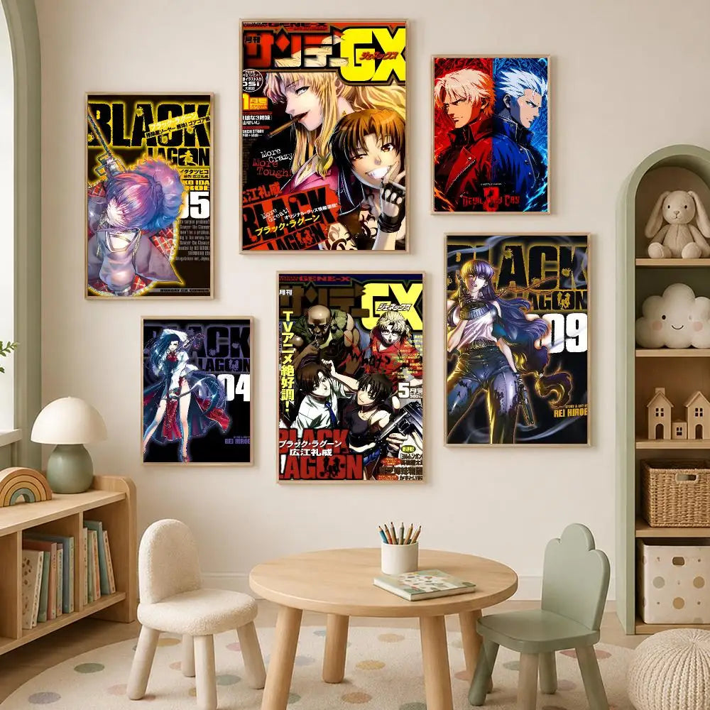 Black Lagoon Anime Poster – Self-Stick HD Waterproof Wall Art