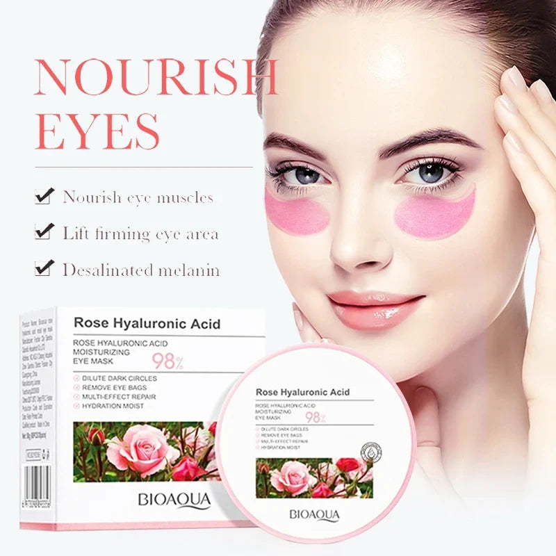 BIOAQUA Rose Hyaluronic Acid Eye Masks – 60 Patches Dark Circles