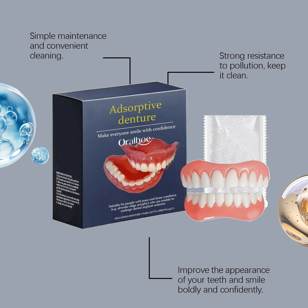 Temporary Cosmetic Dentures Full Set | Moldable Resin Smile Kit