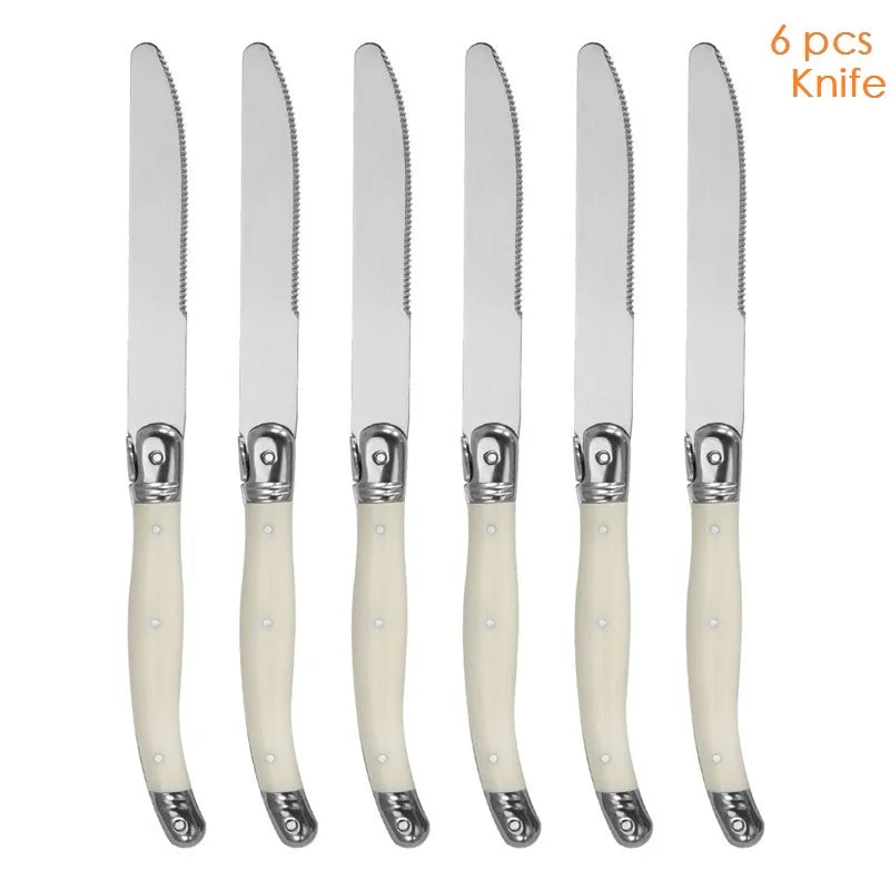 6-Piece Laguiole Stainless Steel Cutlery Set – Knives Forks Spoons
