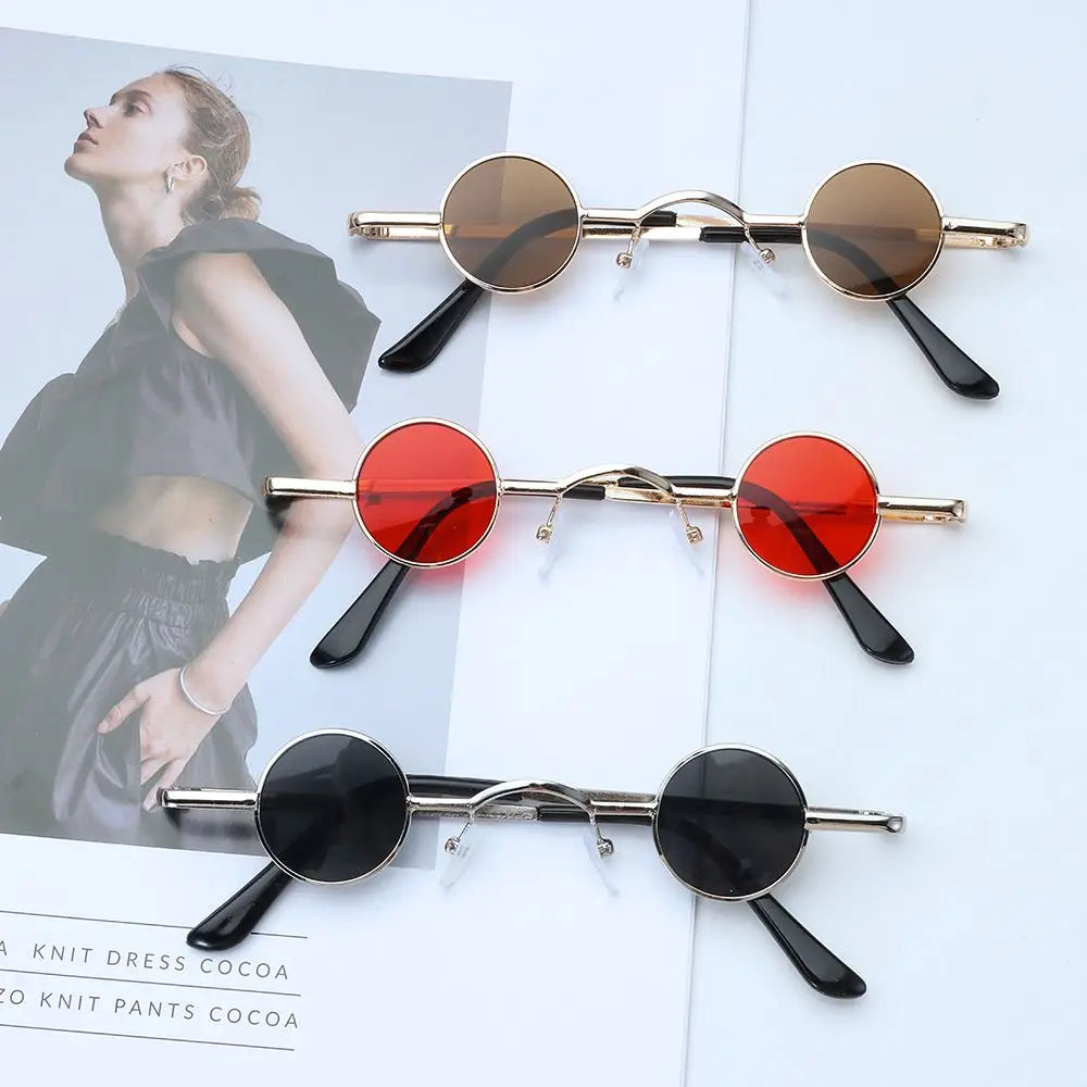 Small Round Sunglasses UV400 Metal Frame – Unisex Hip Hop Shades