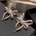 Huitan Big Bow Stud Earrings – Cubic Zirconia for Women