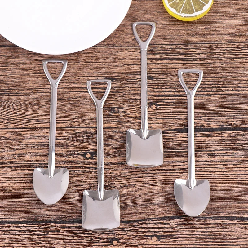 4-Piece Shovel Shape Stainless Steel Dessert Spoons Set