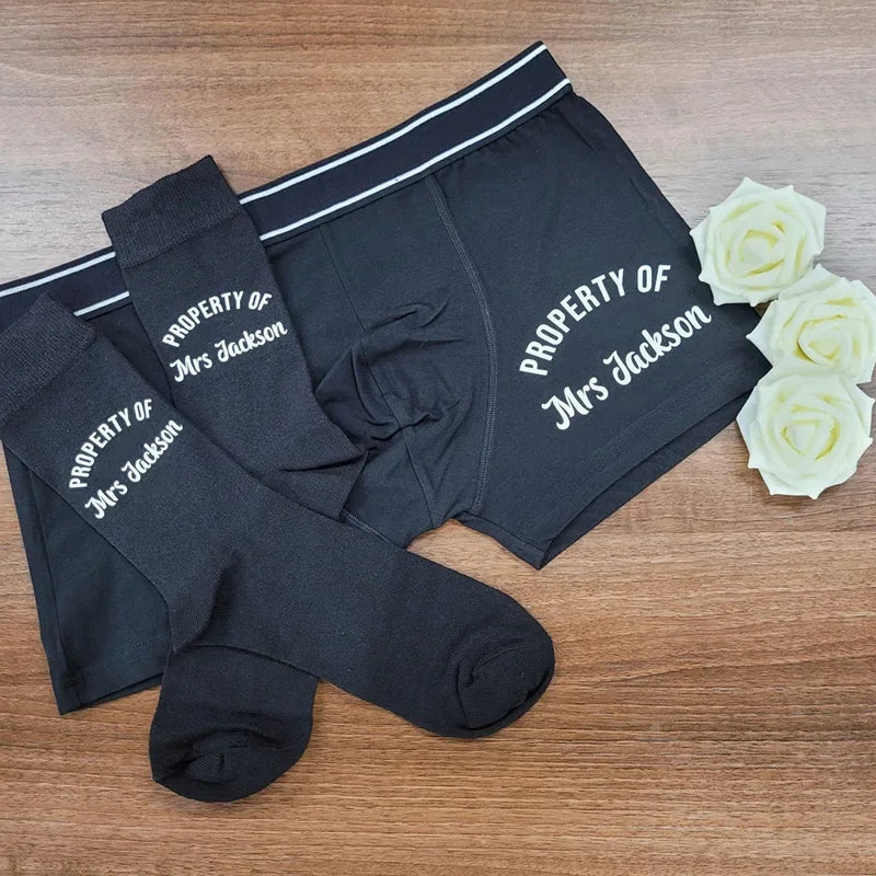 Personalized "Property of Mrs" Socks | Groom Wedding Gift