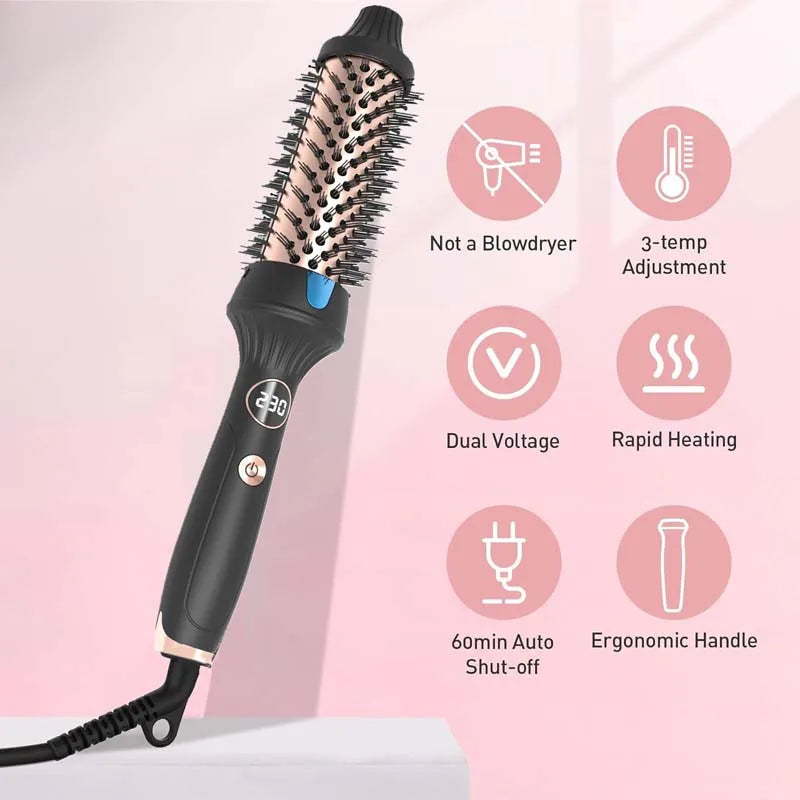 Ceramic Tourmaline Ionic Curling Brush | 2-in-1 Hot Comb