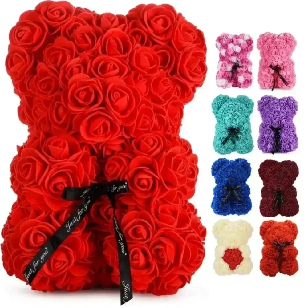 Eternal Rose Teddy Bear Artificial Flower Birthday Anniversary Decor
