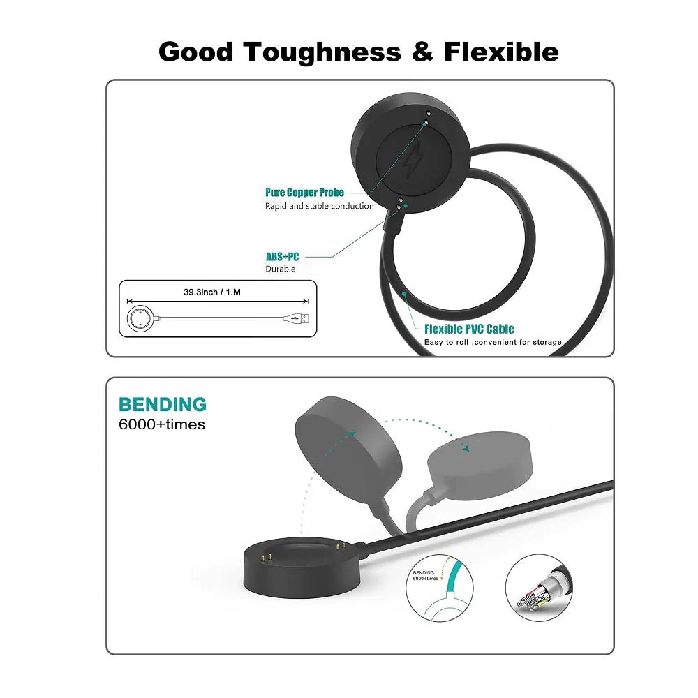 1M USB Charger Cable for Fossil Gen 6/5/4/SE Sport & Emporio Armani