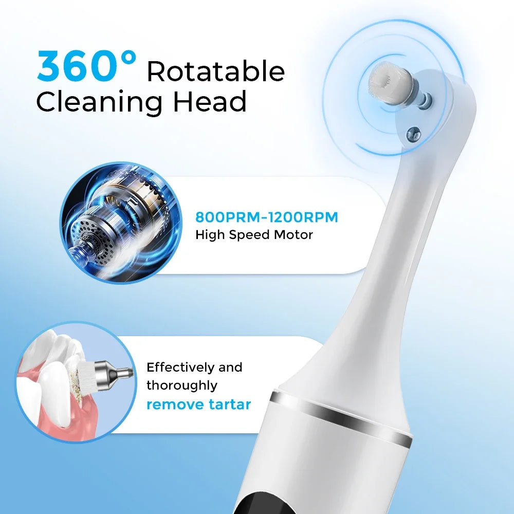 Electric Tooth Polisher Whitening Kit – 5 Modes & 6 Brush Heads