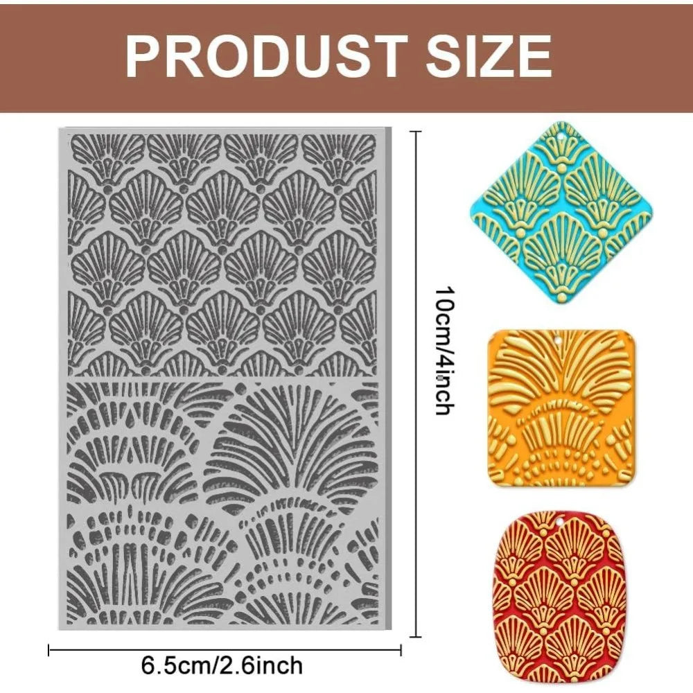 Abstract Shells Polymer Clay Texture Mat – DIY Stamp Tool